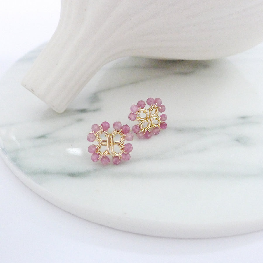 Clover Earstuds / Pink Tourmaline