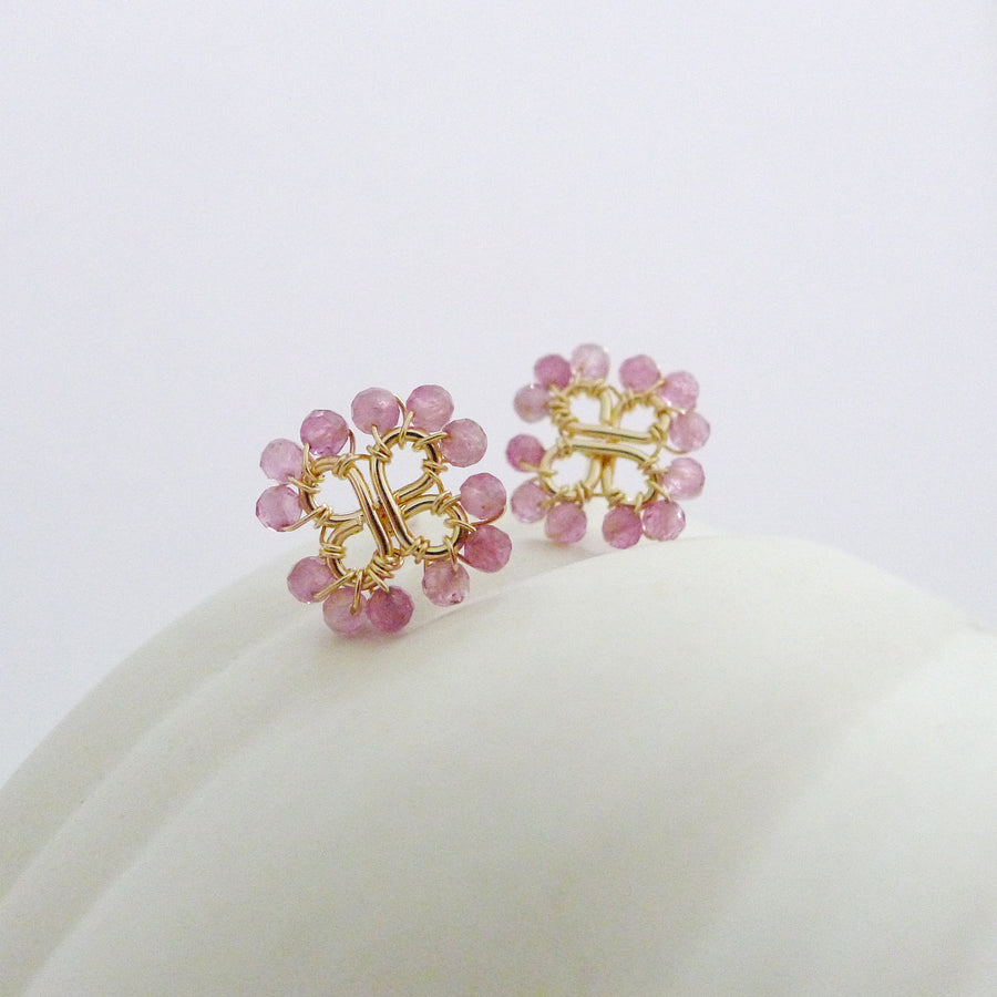 Clover Earstuds / Pink Tourmaline