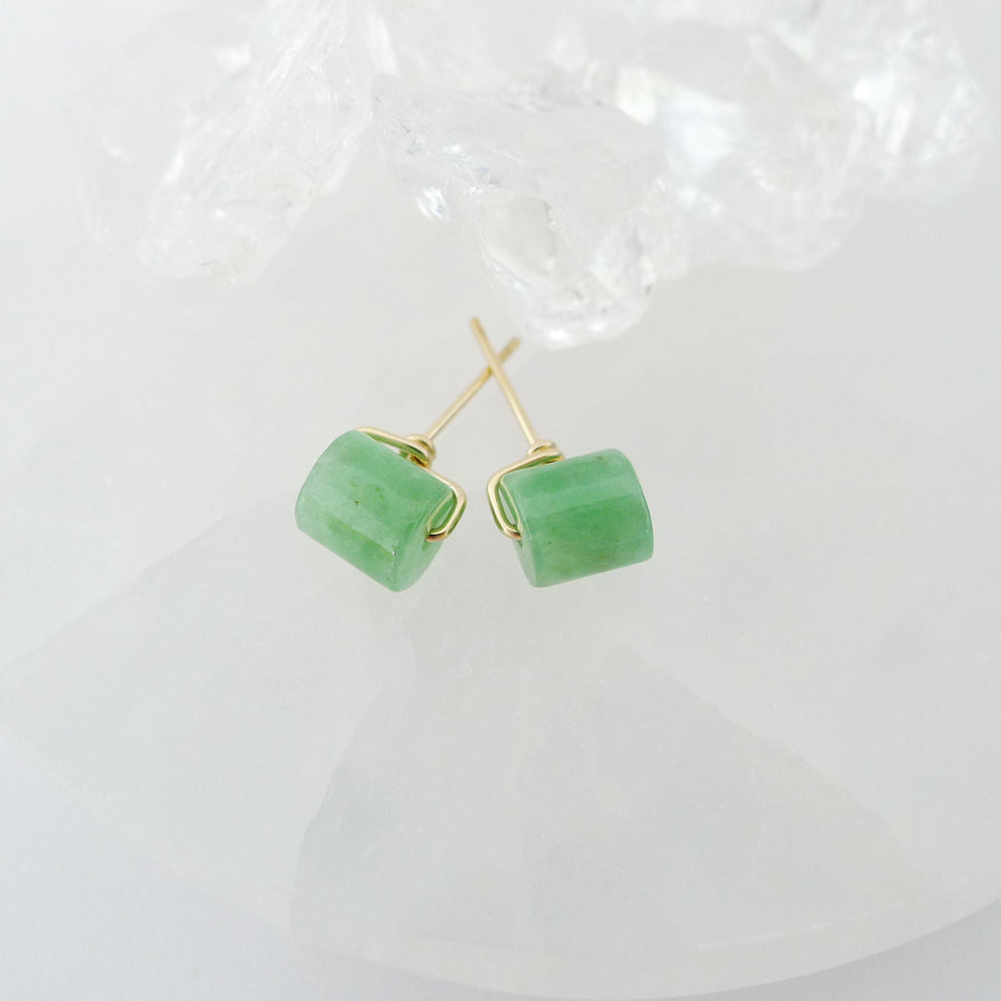 Lana Earstuds (6mm - 6.5mm) / Green Barrel Jade