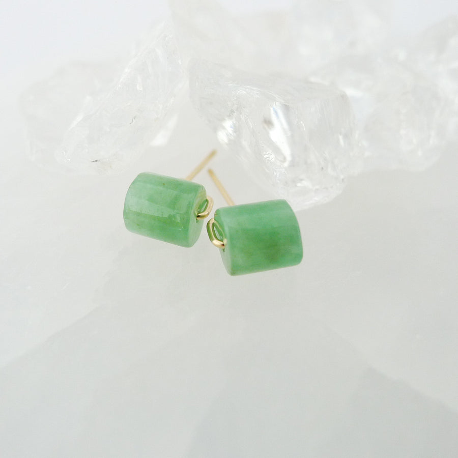 Lana Earstuds (6mm - 6.5mm) / Green Barrel Jade
