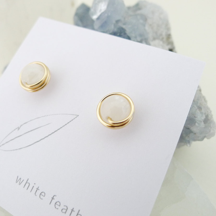 Selenite Earstuds (Medium) / 14k Gold-filled