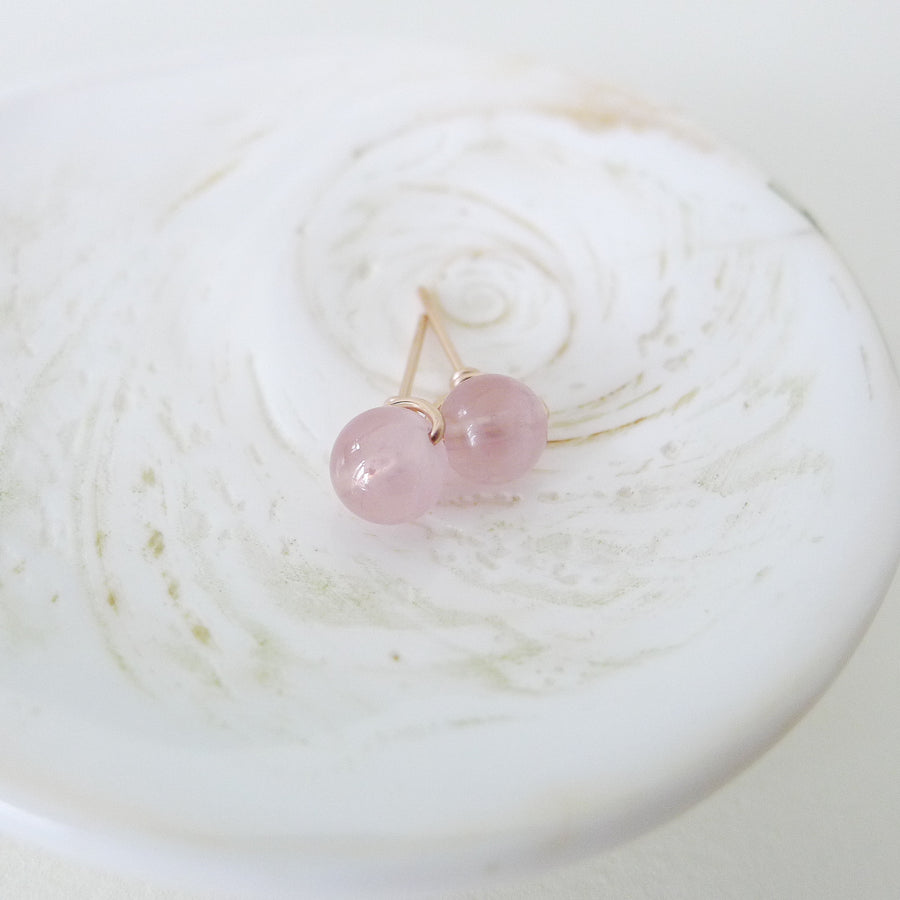 Rose Quartz Earstuds 6mm (Basic) / 14k Gold-filled