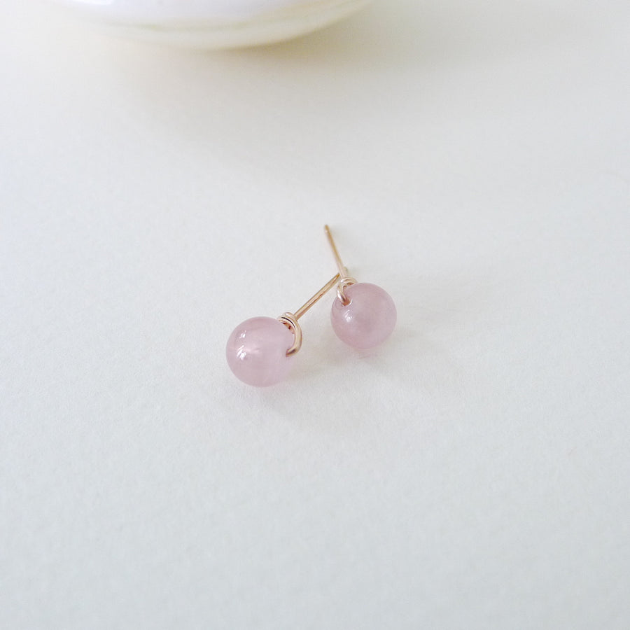 Rose Quartz Earstuds 6mm (Basic) / 14k Gold-filled