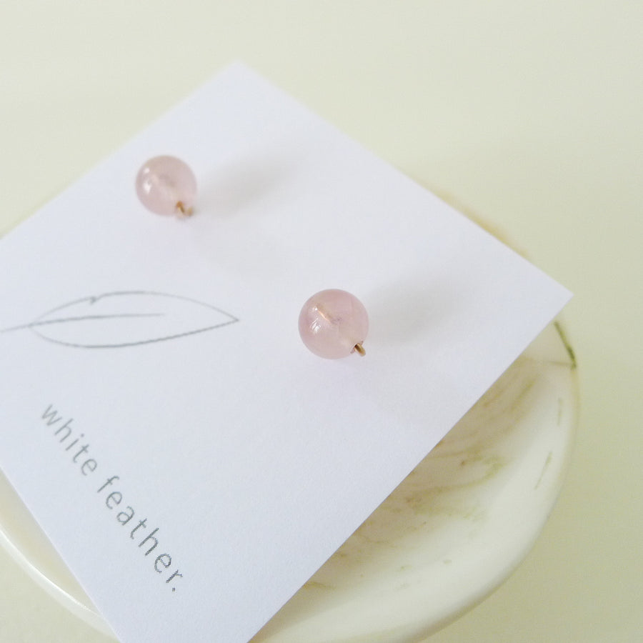 Rose Quartz Earstuds 6mm (Basic) / 14k Gold-filled