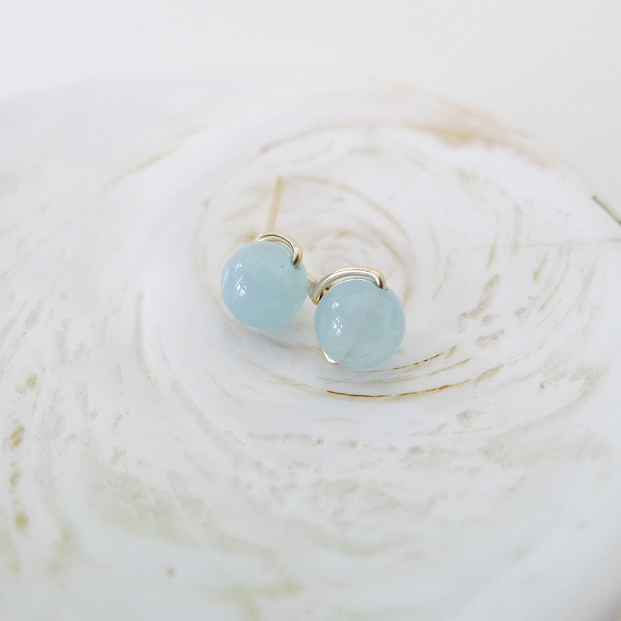 Aquamarine Earstuds 6mm (Basic) / 14k Gold-filled