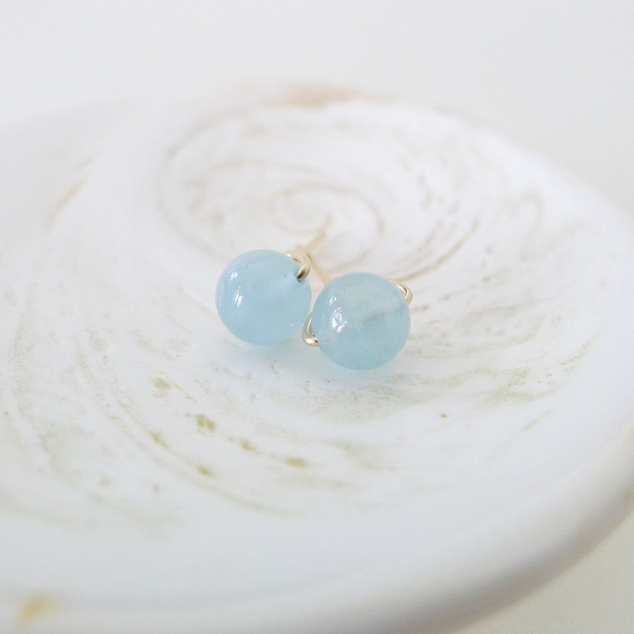 Aquamarine Earstuds 6mm (Basic) / 14k Gold-filled