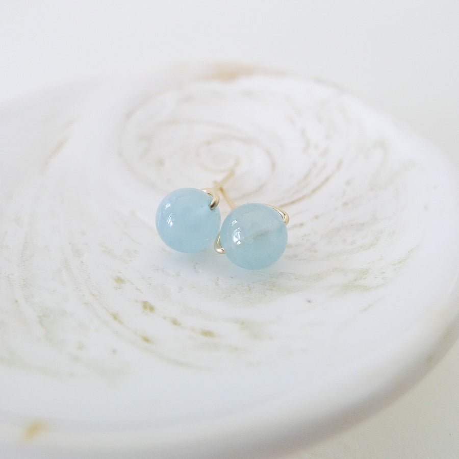 Aquamarine Earstuds 6mm (Basic) / 14k Gold-filled