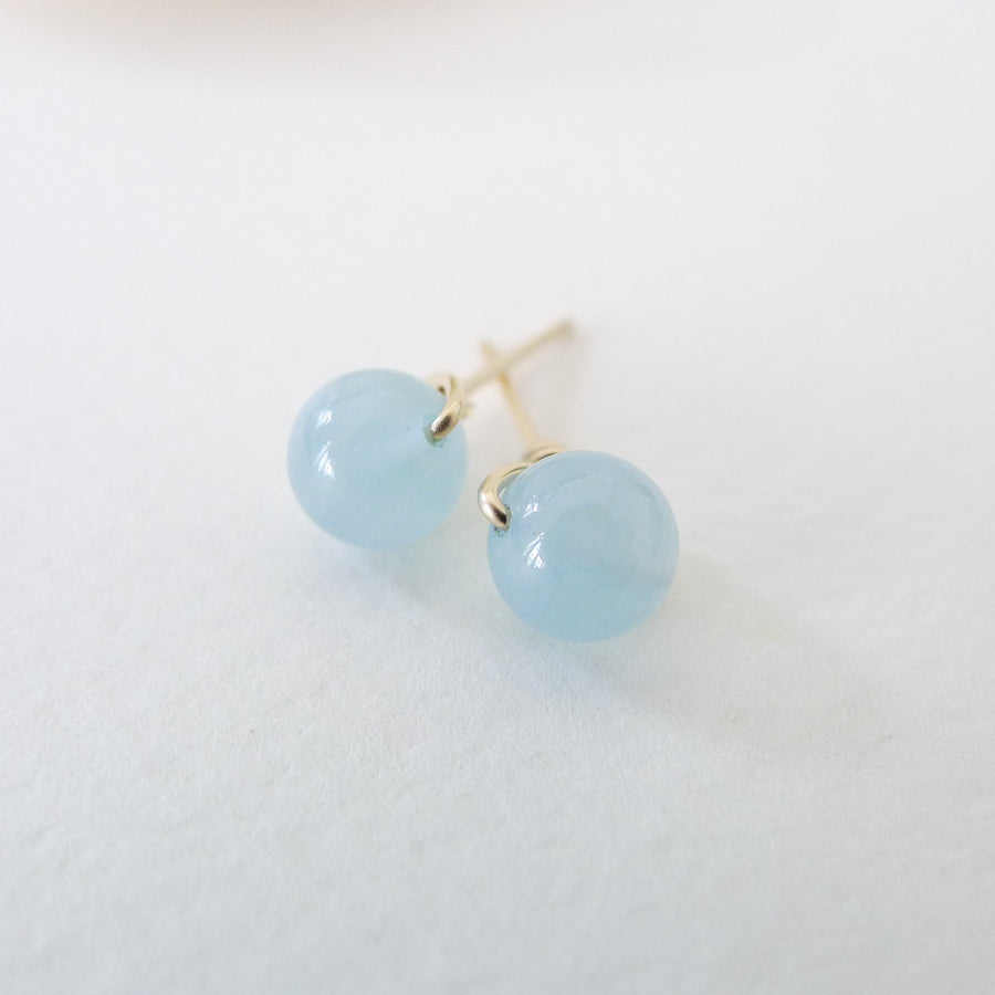 Aquamarine Earstuds 6mm (Basic) / 14k Gold-filled