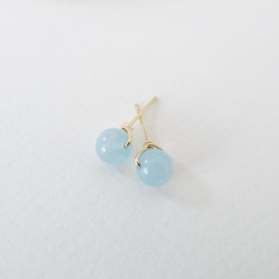 Aquamarine Earstuds 6mm (Basic) / 14k Gold-filled