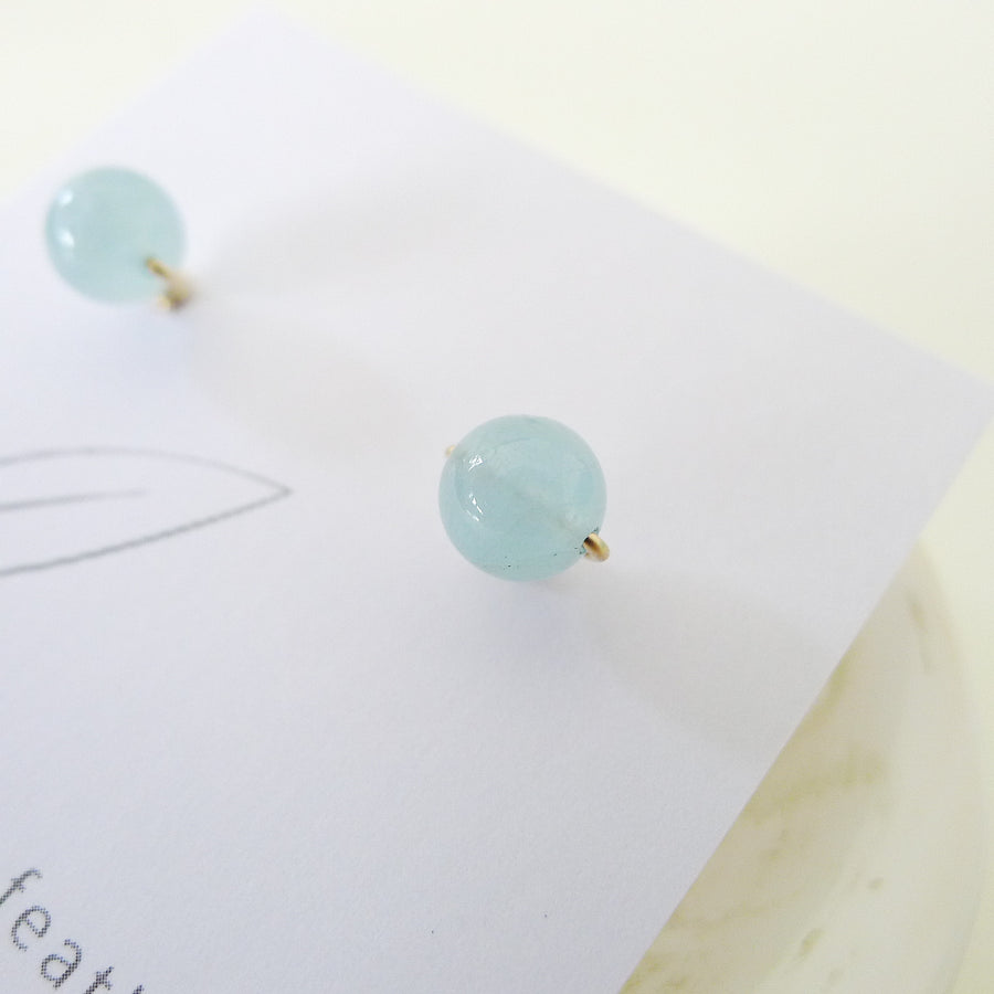 Aquamarine Earstuds 6mm (Basic) / 14k Gold-filled