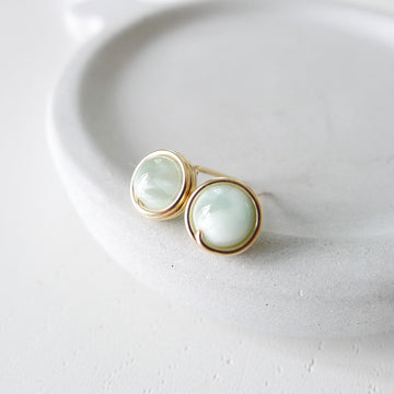 Green Angelite Earstuds (Medium) / 14k Gold-filled