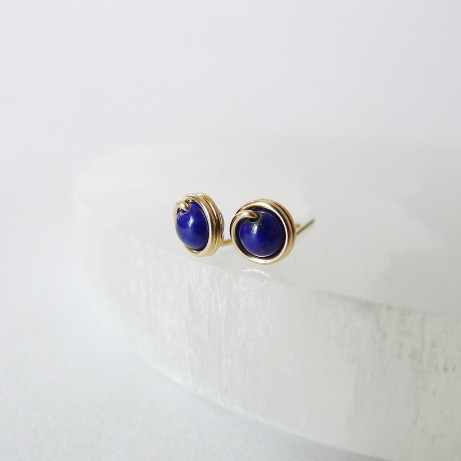 Lapis Lazuli Earstuds (Small) / 14k Gold-filled / 925 Silver