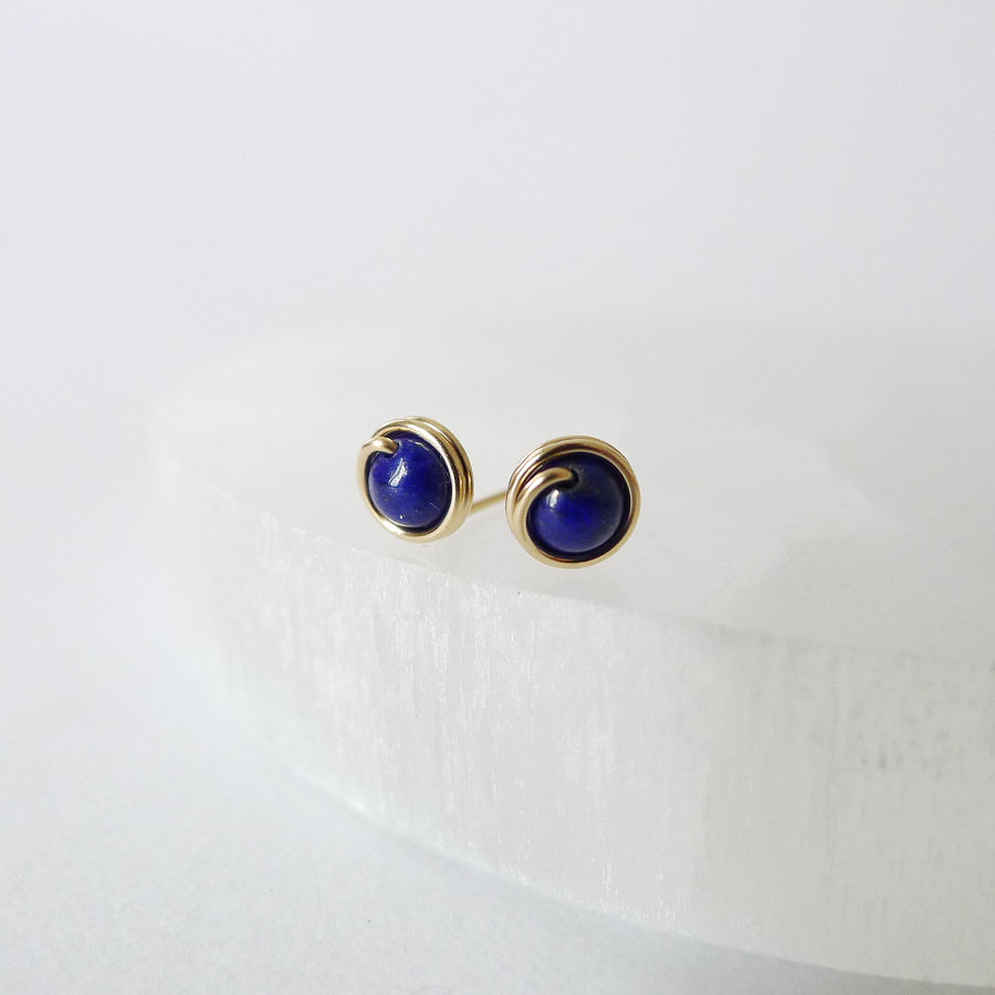 Lapis Lazuli Earstuds (Small) / 14k Gold-filled / 925 Silver