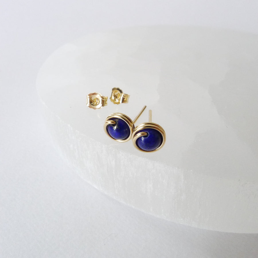 Lapis Lazuli Earstuds (Small) / 14k Gold-filled / 925 Silver