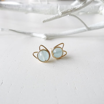 Meowstuds (Medium) / Aquamarine