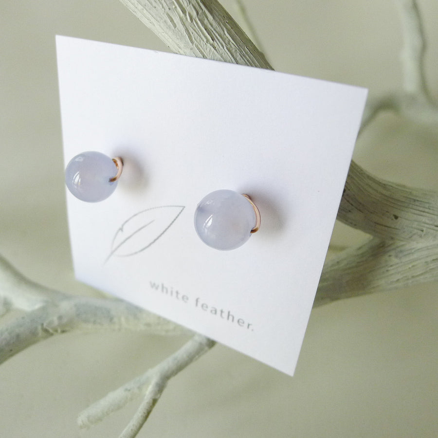 Blue Chalcedony Earstuds 8mm (Basic) / 14k Gold-filled