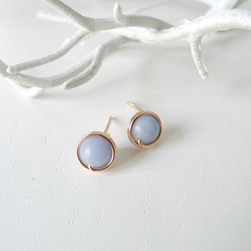 Blue Angelite Earstuds (Medium) / 14k Gold-filled