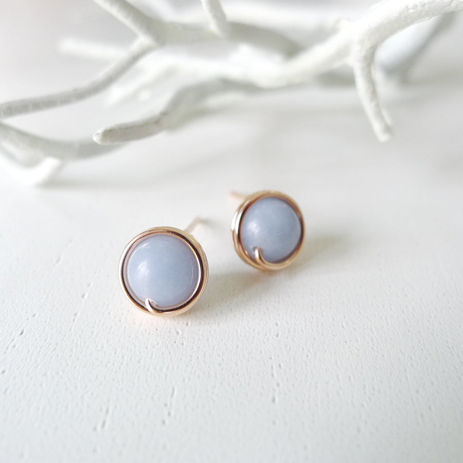 Blue Angelite Earstuds (Medium) / 14k Gold-filled