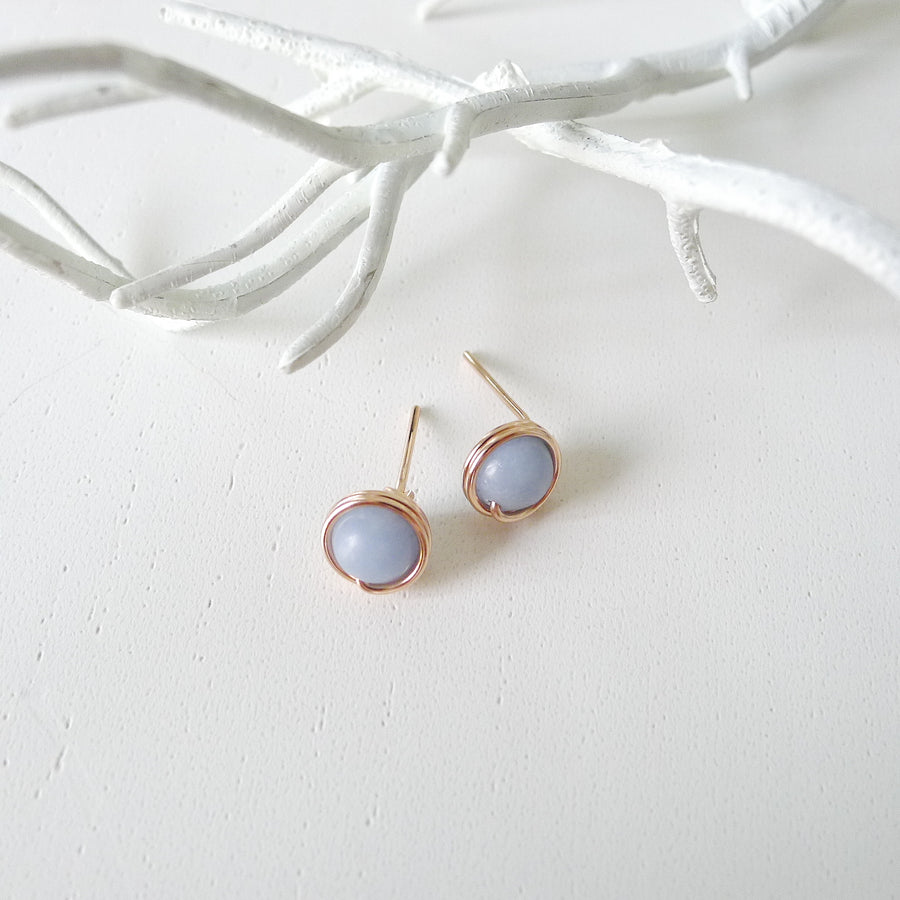 Blue Angelite Earstuds (Medium) / 14k Gold-filled