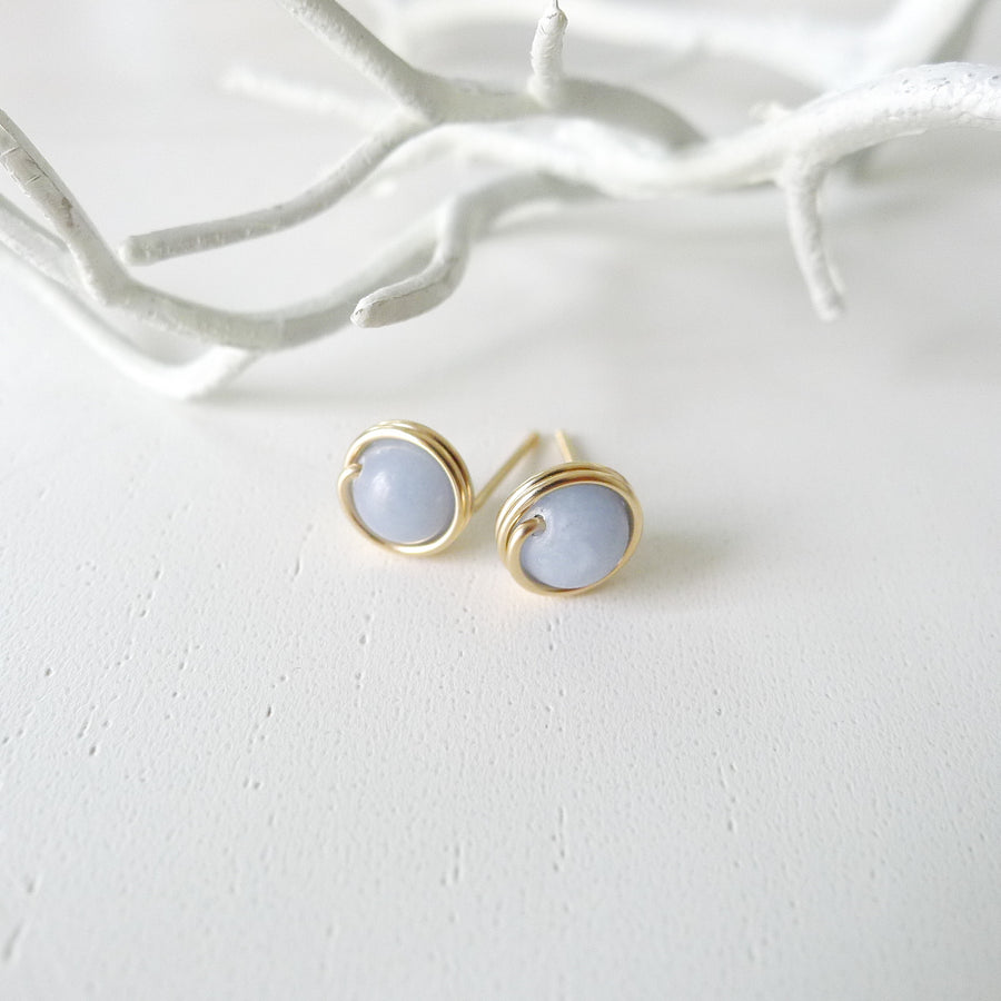 Blue Angelite Earstuds (Medium) / 14k Gold-filled