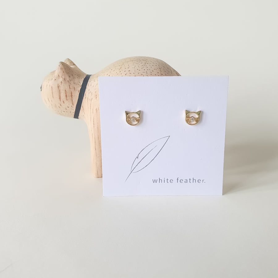 Tiny Meow Earstuds / CZ paved